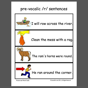 pre vocalic r sentences